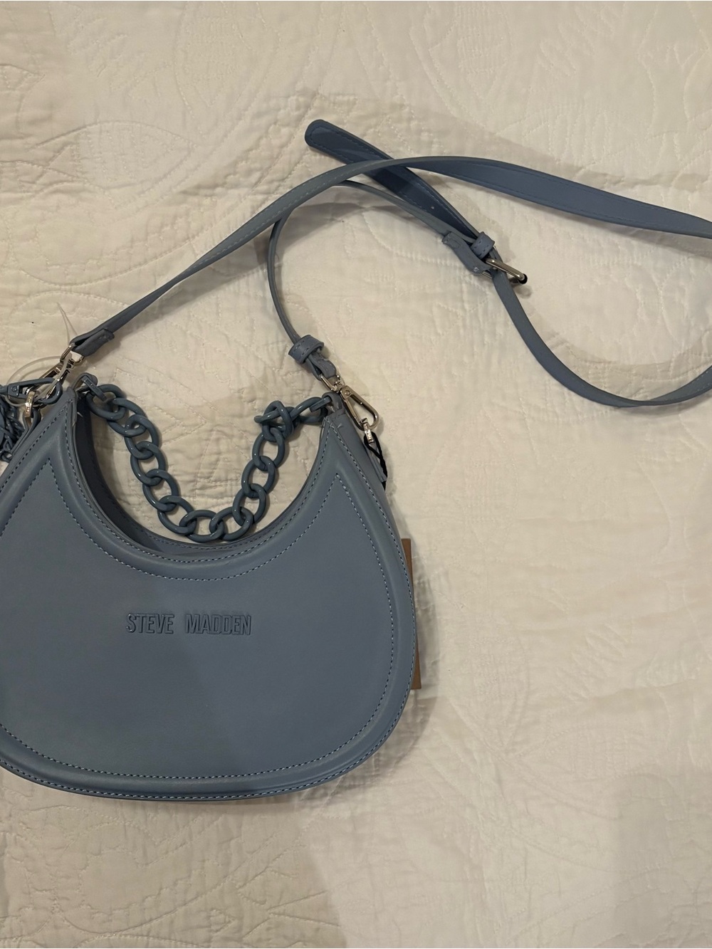 Steve Madden Dusty Blue Crescent Shoulder Bag